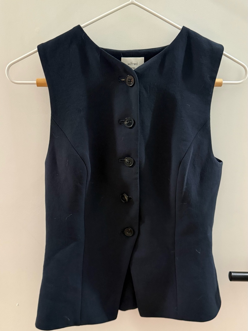 Aritzia Dark Navy Button-Front Sleeveless Vest